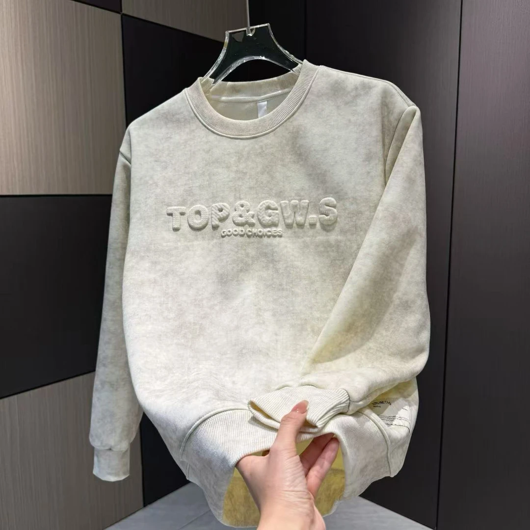 （加绒/单）秋冬男士加绒保暖潮流时尚长袖圆领卫衣89022