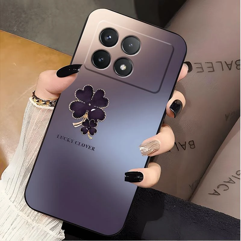 适用红米k70e手机壳redmiK70E暗紫四叶草硅胶软壳女款高颜值防摔
