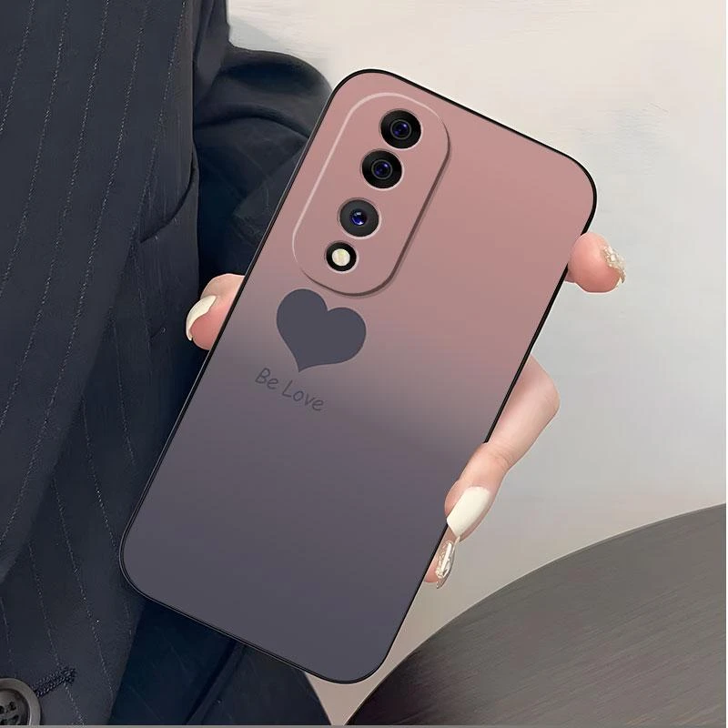 适用荣耀70pro手机壳HONOR70PRO硅胶渐变撞色爱心女款防摔软壳时