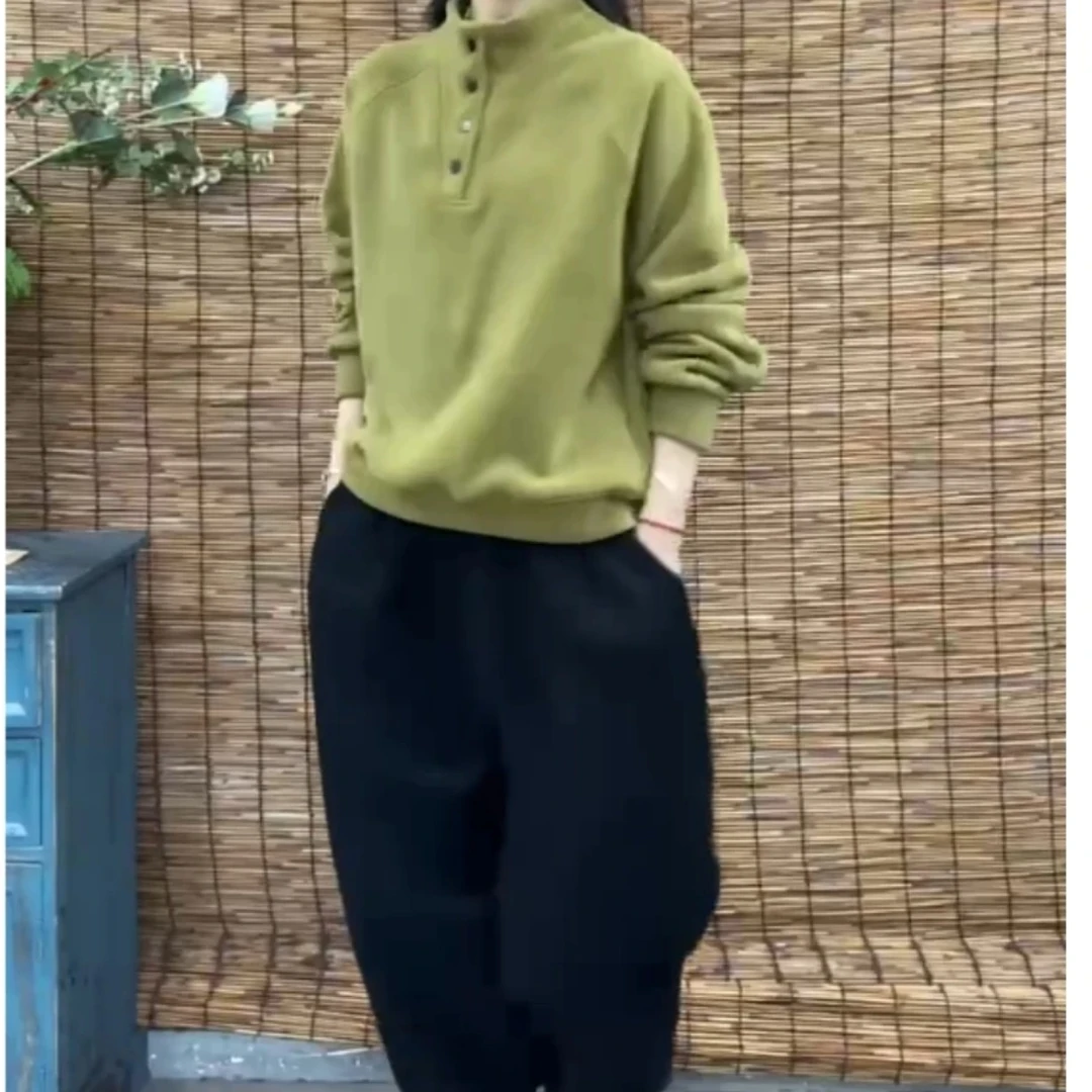 新款时尚潮流百搭纯色上衣搭裤子精品女装