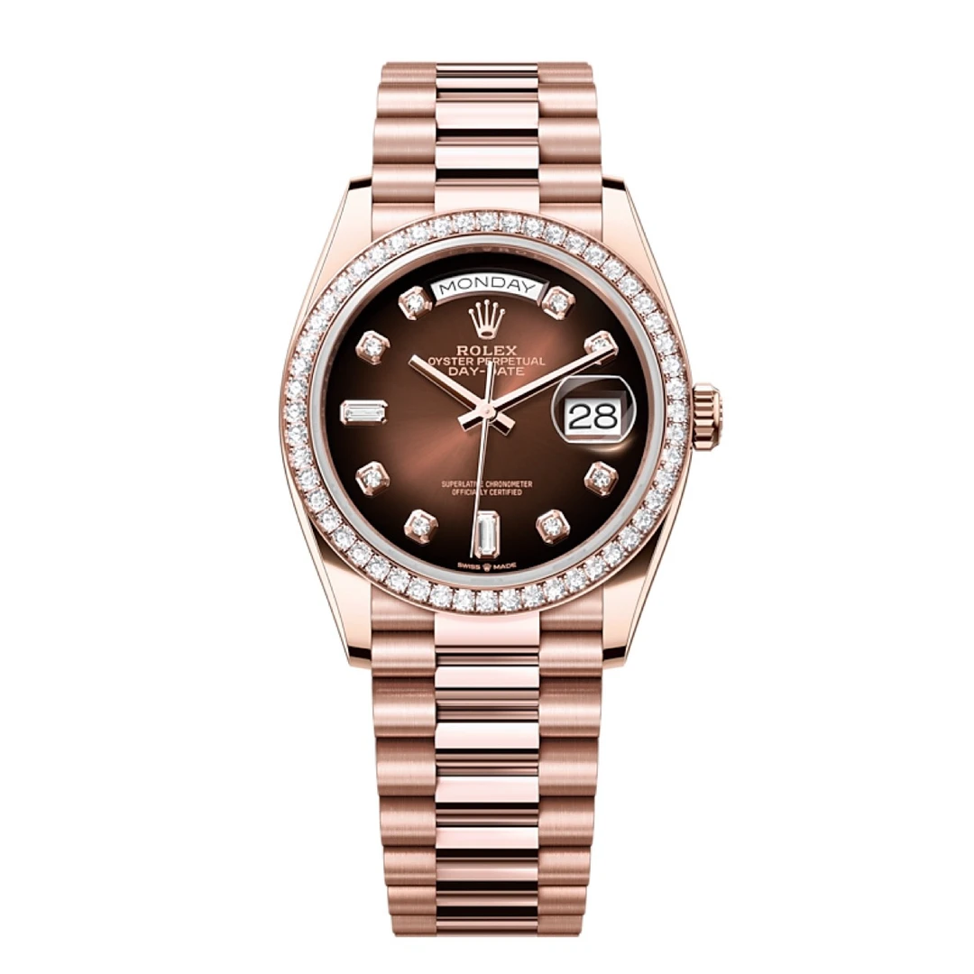 95新 Rolex/劳力士 名表专场/星期日历型128345咖盘/36mm/19年