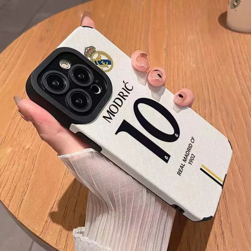 皇马莫德里奇适用苹果13手机壳华为iPhone15/14promax防摔皮纹潮