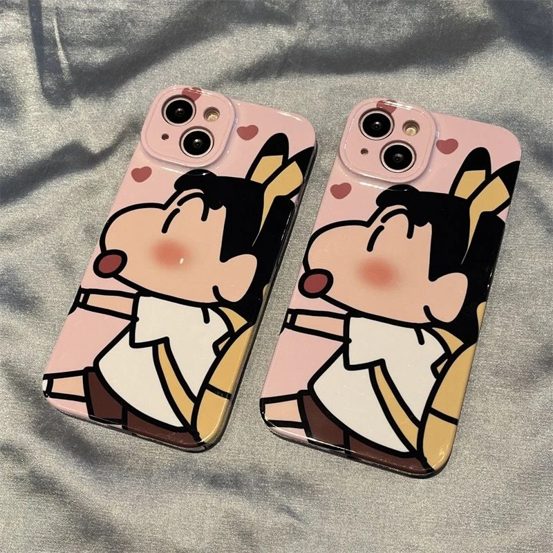 适用13手机壳iphone14华为VIVO小米OPPO卡通蜡笔小新高级菲林硬壳