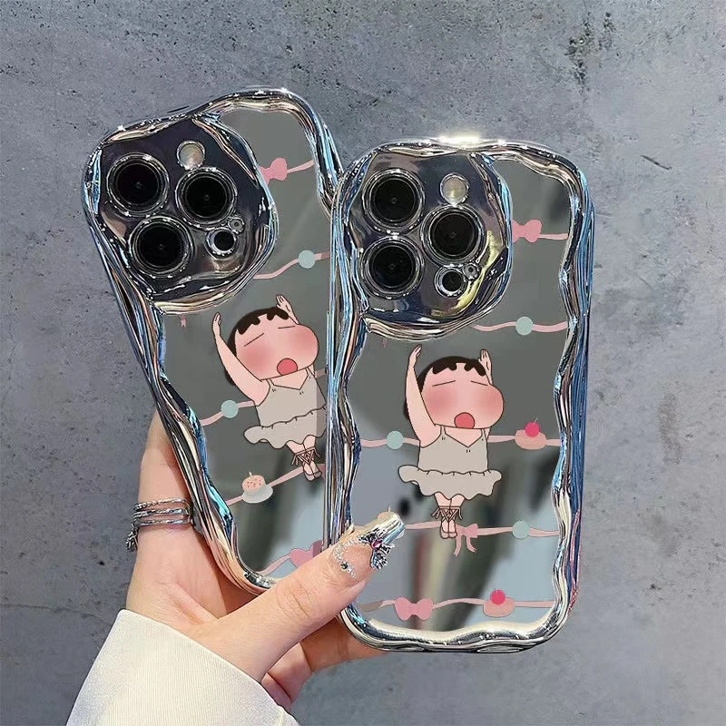 电镀卡通小新适用苹果15Pro手机壳iPhone14ProMax小众13防摔12潮