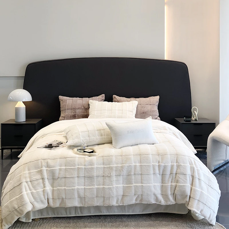 高端皮草感牛奶绒四件套冬季珊瑚绒双面加厚保暖轻奢床单被套被罩