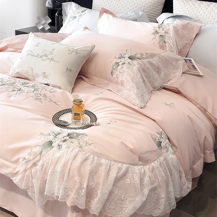 120支公主风法式浪漫纯棉全棉四件套床单款被套床上用品被罩4件套