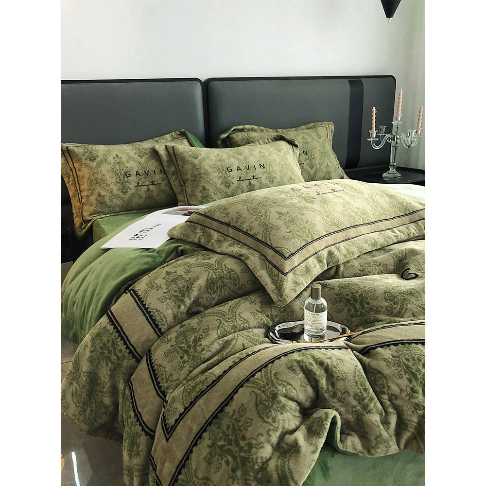 轻奢高级保暖牛奶绒四件套秋冬季加厚床单双面珊瑚绒被套床上用品