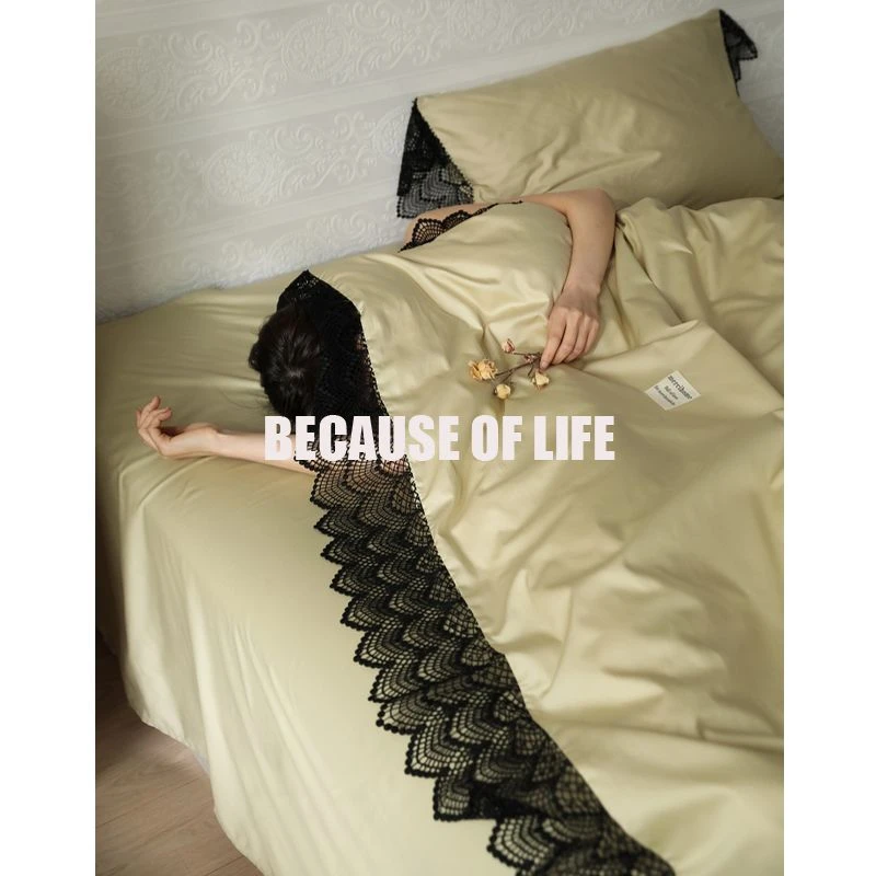 100支全棉四件套简约欧式纯棉被套床单枕套2.0米床品高级4件套