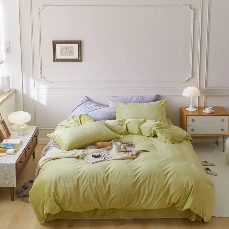 新款经典天鹅绒牛奶绒被套单件150x200毛绒珊瑚绒加绒单双人被罩4