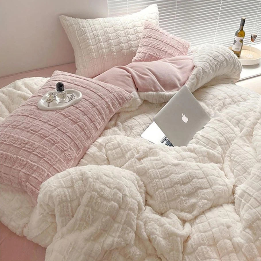 意大利牛奶绒冬季四件套被套珊瑚绒床笠床单款被罩公主风床上用品