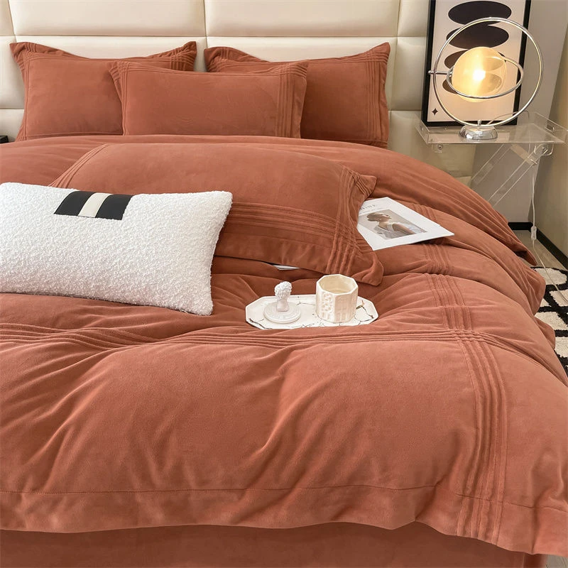 婴儿牛奶绒四件套冬季珊瑚绒加厚床单被套法兰绒双面加绒床上用品