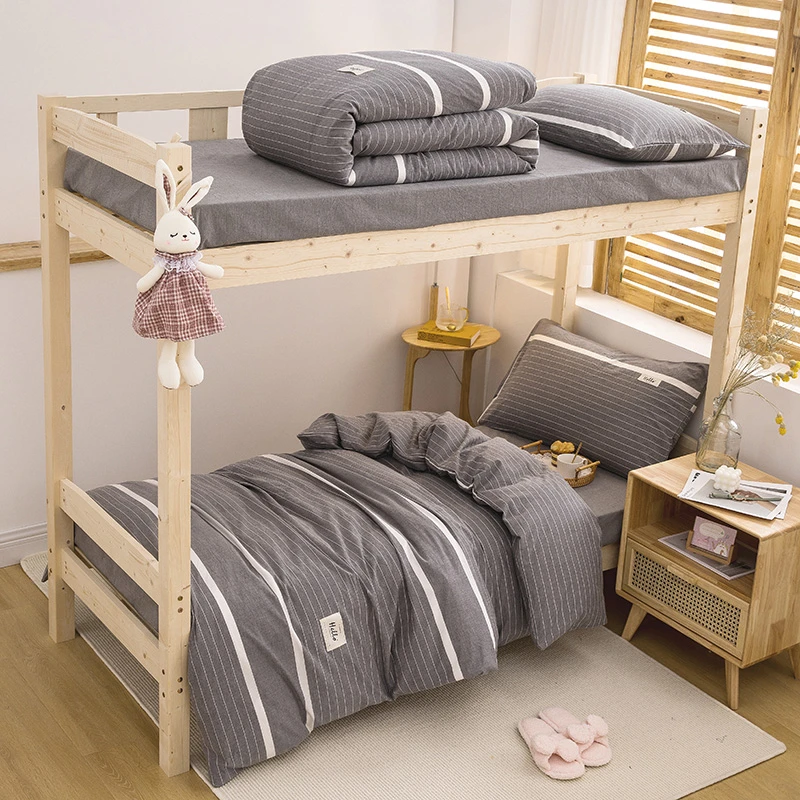 大学生上下铺宿舍床上三件套100全棉纯棉四件套床单床笠寝室3件套