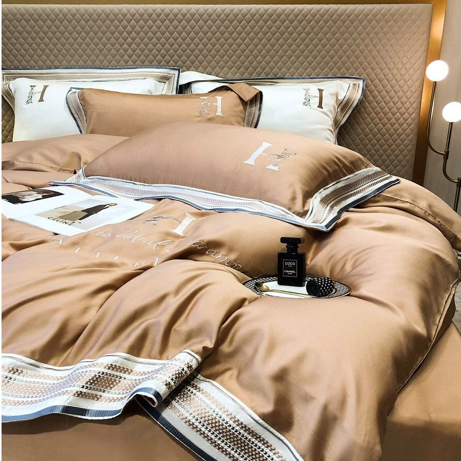 120支纯色简约天丝凉感四件套床上用品冰丝贡缎丝滑床单被套4件套