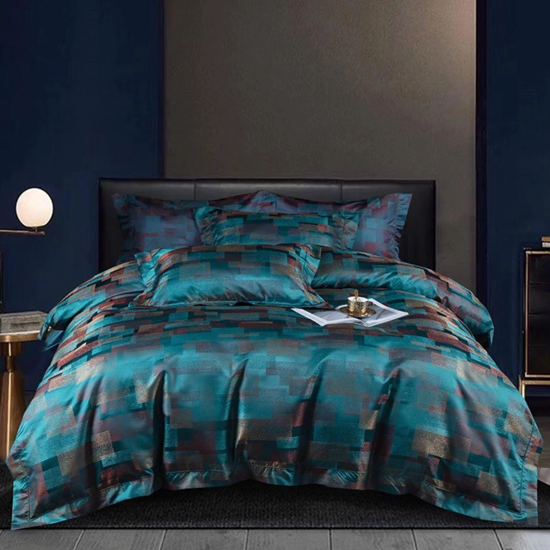 新款140S长绒棉色织提花高级床品家纺四件套轻奢高档丝滑柔软亲肤