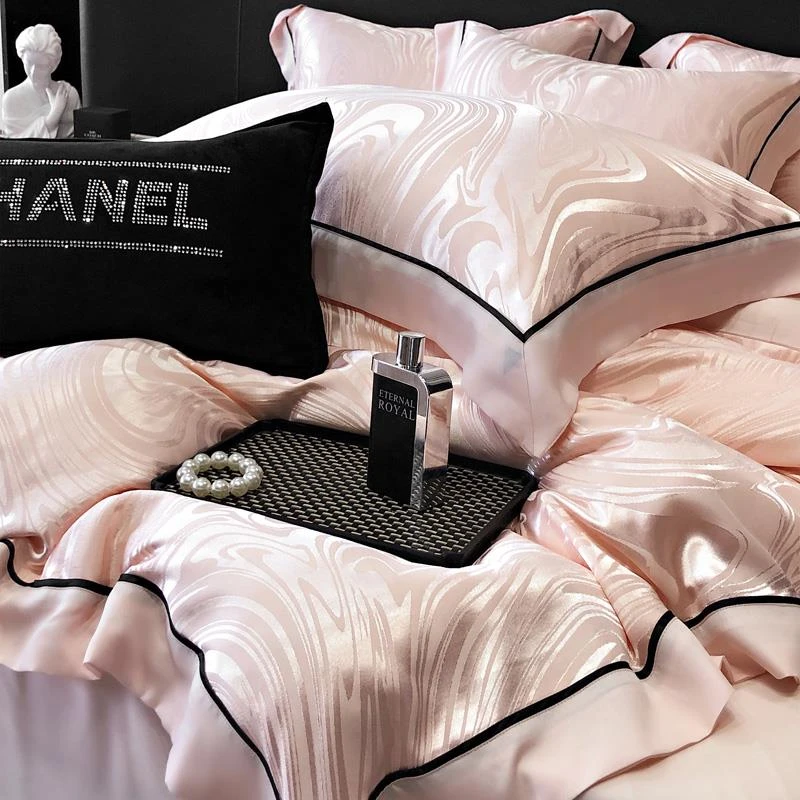 轻奢高级感欧式贡缎提花四件套全棉纯棉被套床单款单双人床上用品