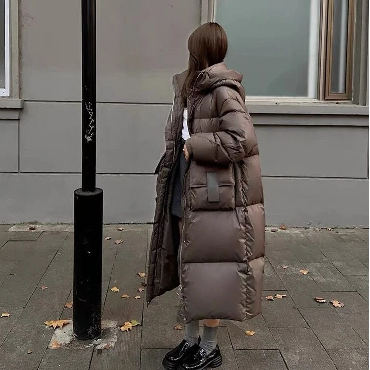 中长款羽绒服女冬季新款宽松厚过膝白鸭绒保暖外套