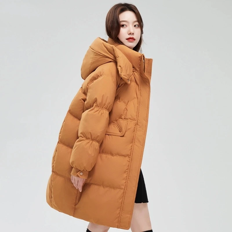 24新款中长款长过膝厚款秋冬季羽绒外套时尚百搭