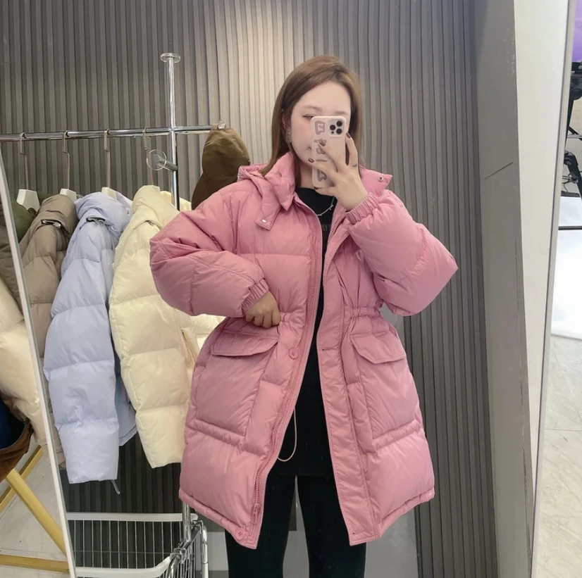 冬季新款韩版收腰连帽休闲白鸭绒冬装