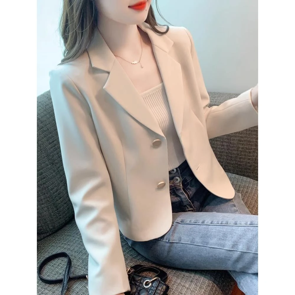 小个子短款休闲西装外套女春秋季高级感法式气质显瘦长袖西服上衣