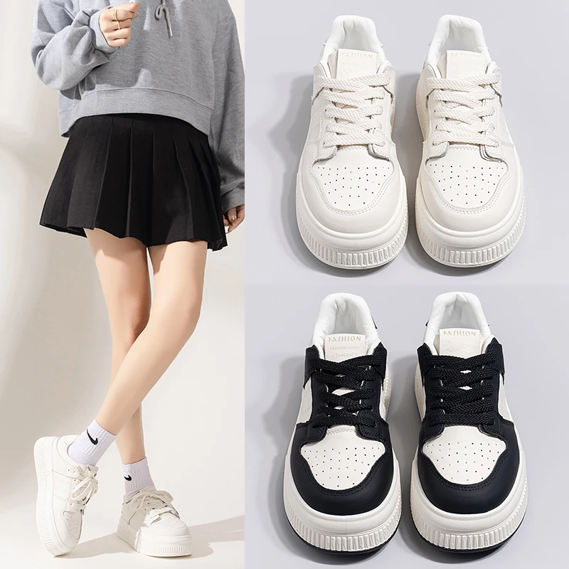 【刘叮咚女鞋】时尚休闲百搭增高舒适厚底学院风休闲板鞋 6001