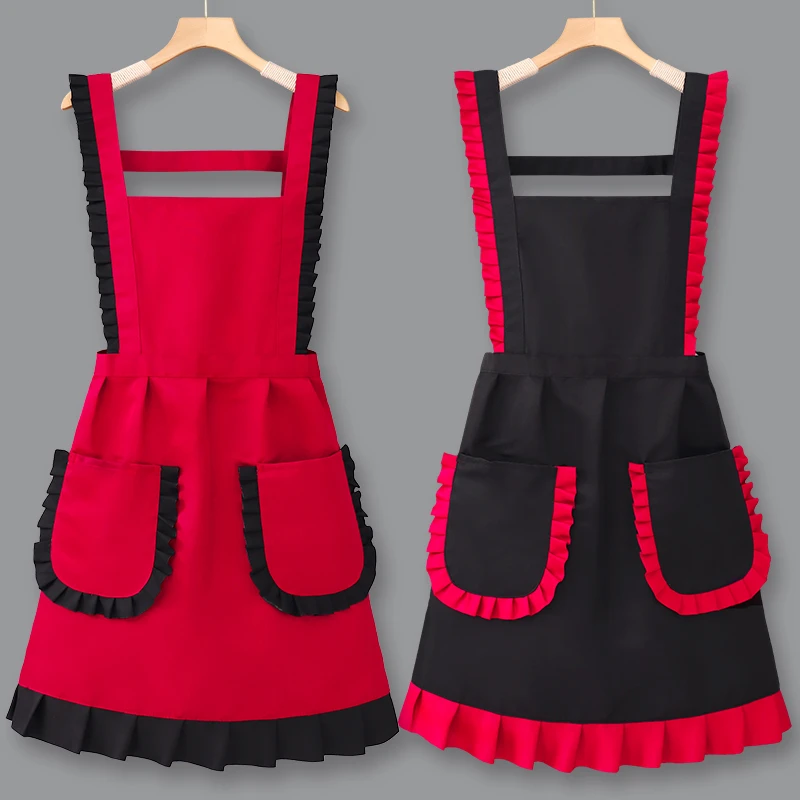 夏天薄款围裙纯棉护衣厨房家用餐饮专用定制logo小熊家用防水厨房