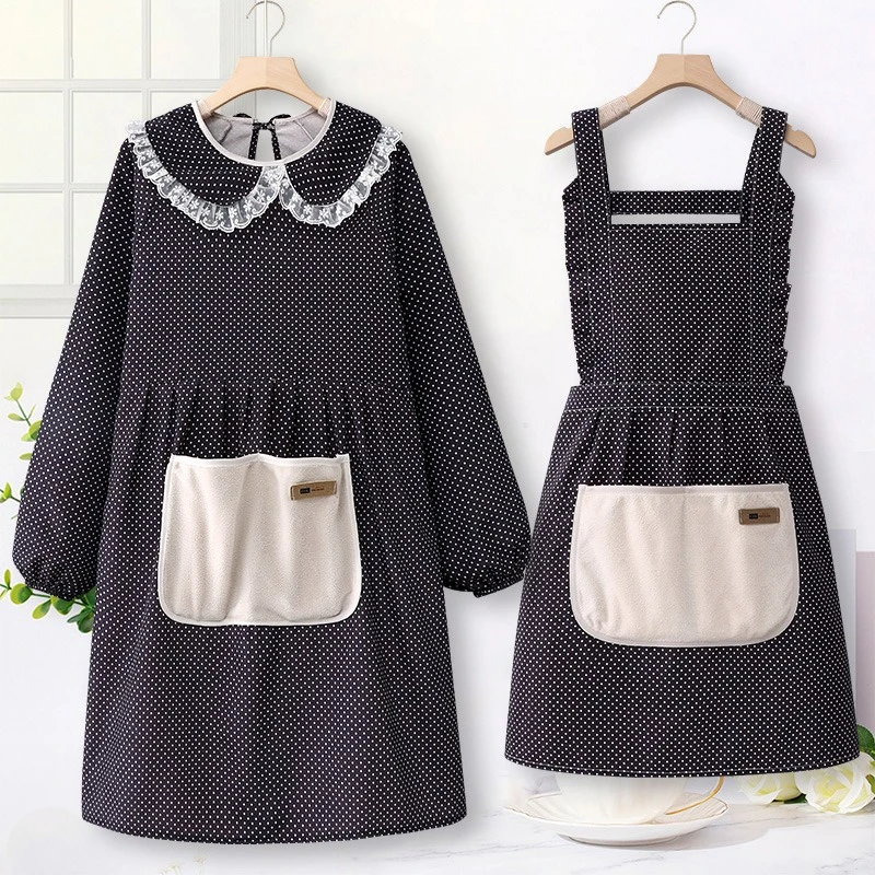 韩版长袖围裙罩衣女家用厨房2025新款网红做饭餐小熊家用防水厨房