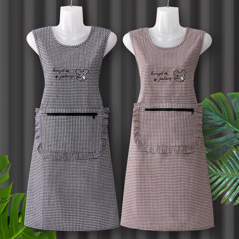 防油做饭围裙坎肩式女2025新款纯棉工作餐饮专用TPU围裙防水防油