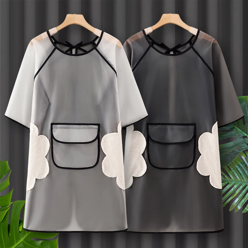 TPU围裙防水防油工作半袖罩衣做饭厨房家用2025TPU围裙防水防油