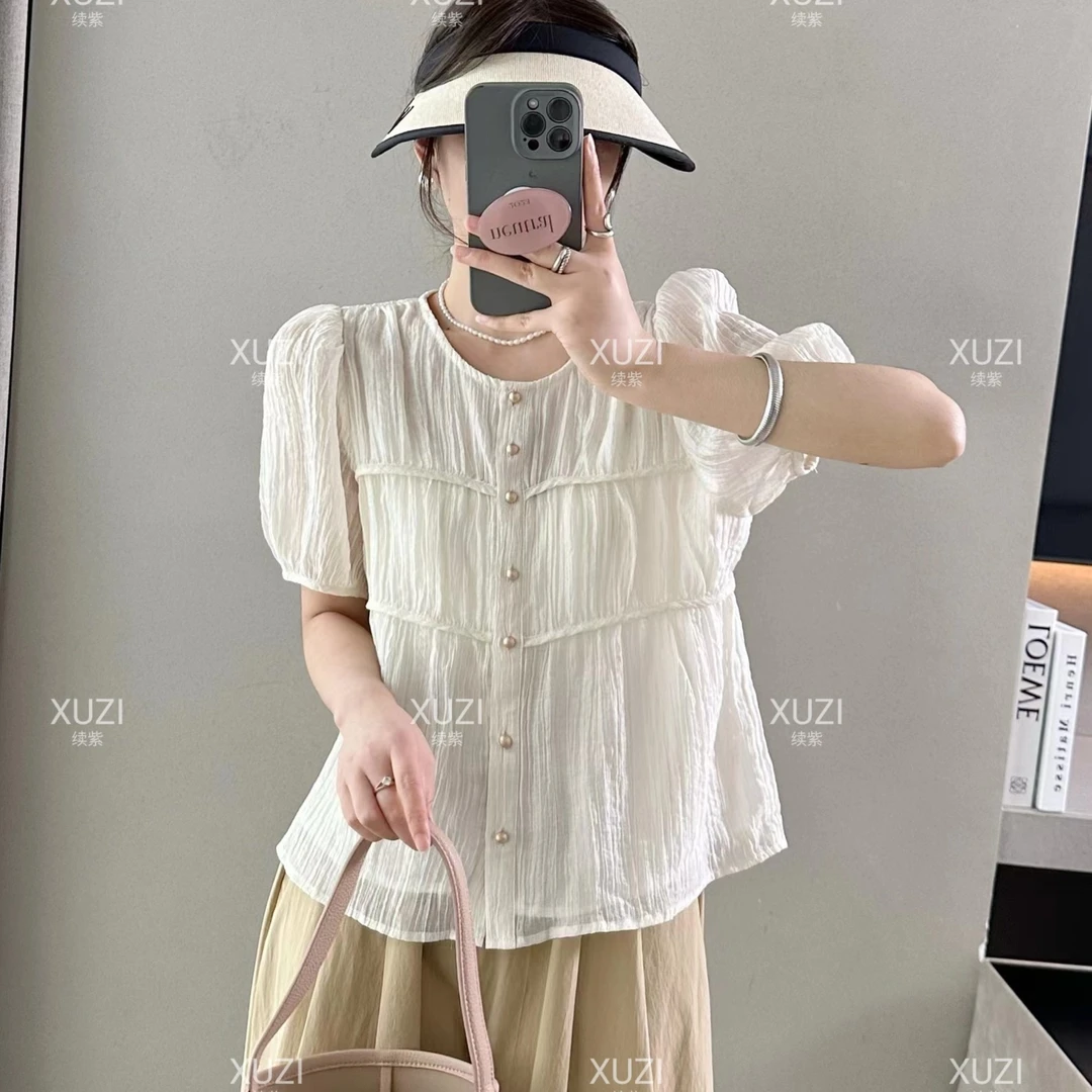 2023夏季新款女装衬衫法式小众设计感甜美减龄高端上档次上衣2233