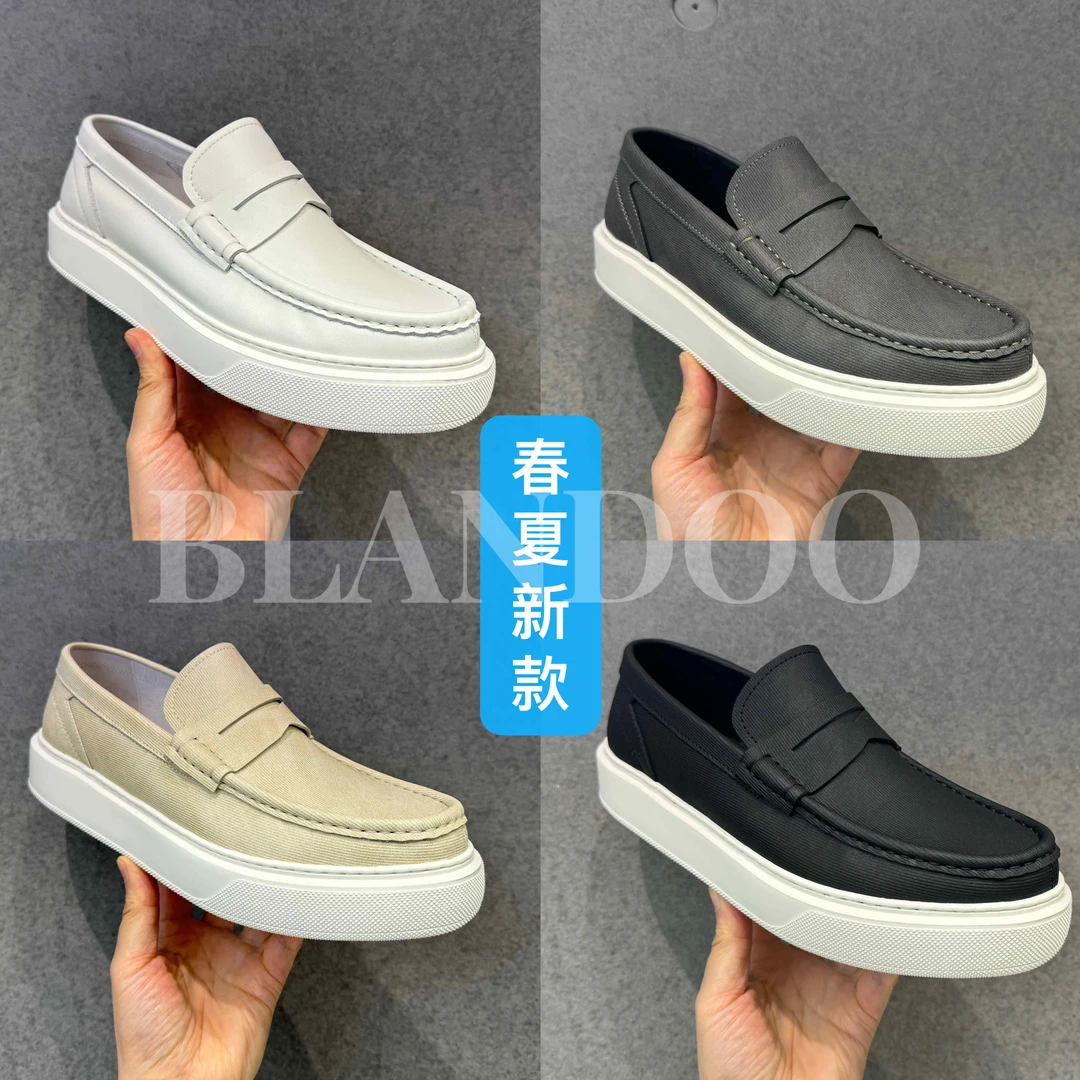 BLANDOO 春夏新款 男士休闲百搭透气一脚蹬超轻牛皮鞋84232