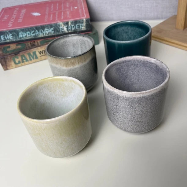 陶瓷日式家用复古手握杯 微瑕【四支装】