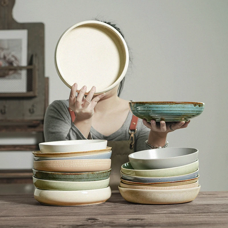 【瑕疵】陶瓷深盘7-9英寸家用菜盘釉下彩餐具日式餐盘高颜值西餐盘