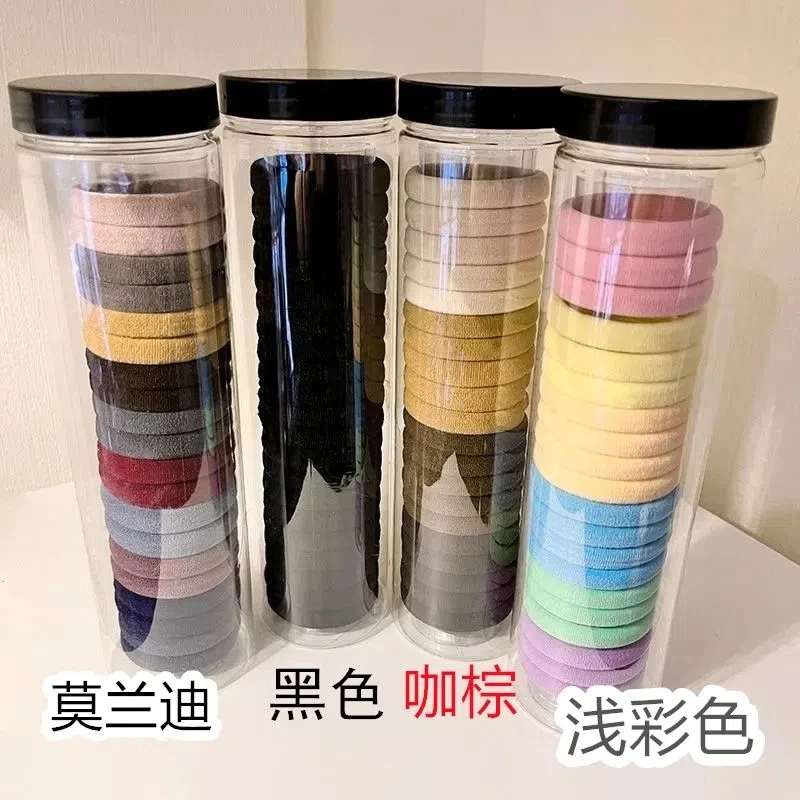 无接缝发圈扎头发高弹力皮筋发绳多色头饰绑头绳饰品罐装不伤发