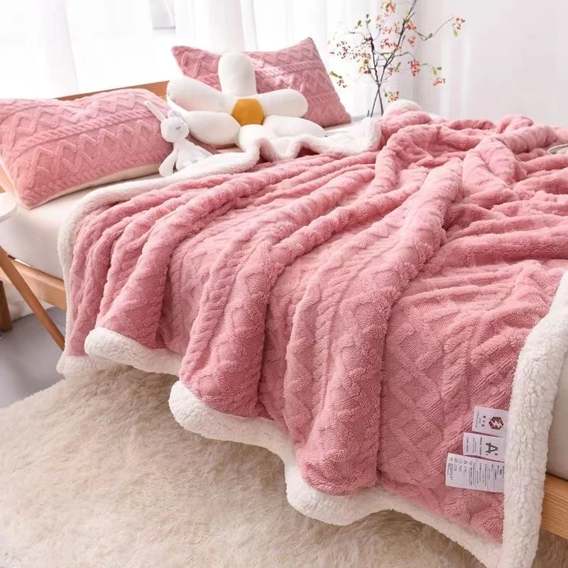 【粉复合】150加厚被子午睡毯珊瑚绒毯