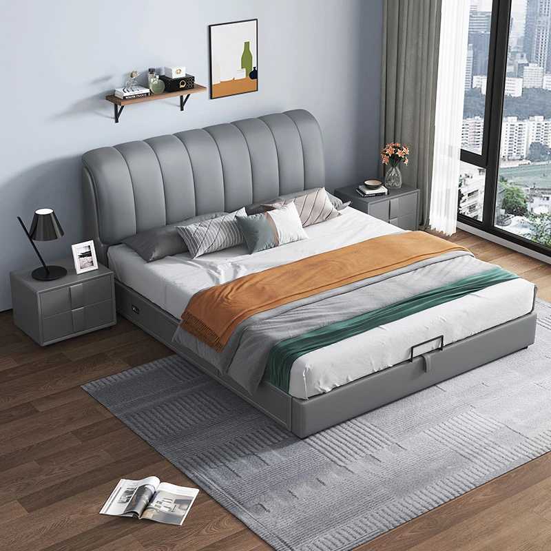 现代简约皮床主卧次卧软包床1.5米气压储物床1.8米双人床