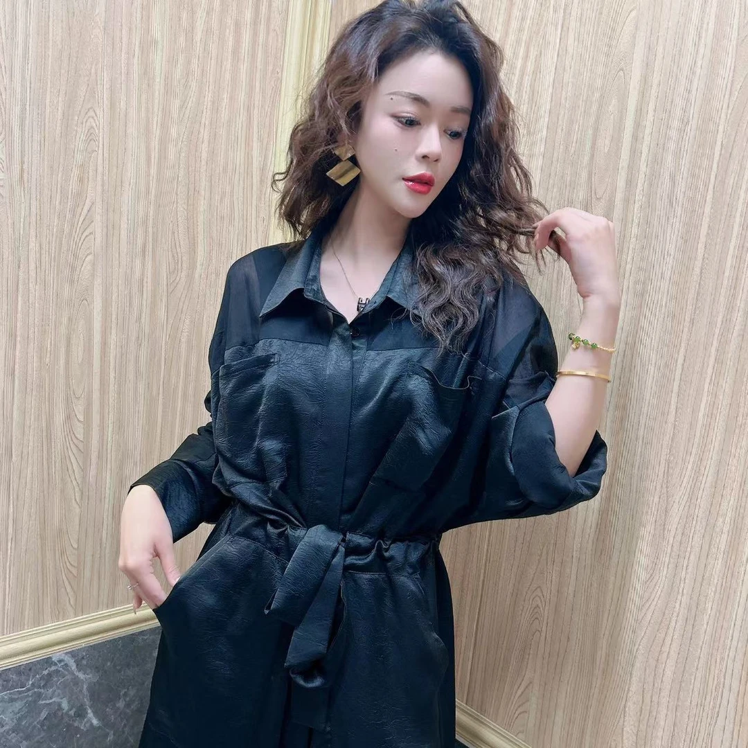 【Kqys】春夏新款显瘦气质百搭拼接网纱防晒连衣裙06898