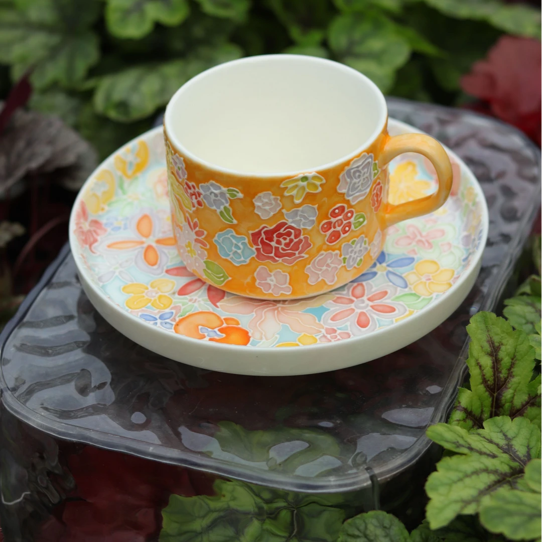 珐琅彩万花手绘主人杯咖啡杯