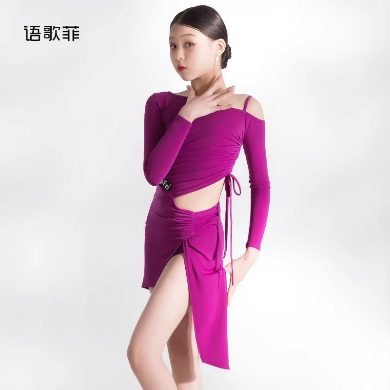 语歌菲拉丁舞服连体吊带舞裙新款连衣裙女童时尚练功服高级感舞衣