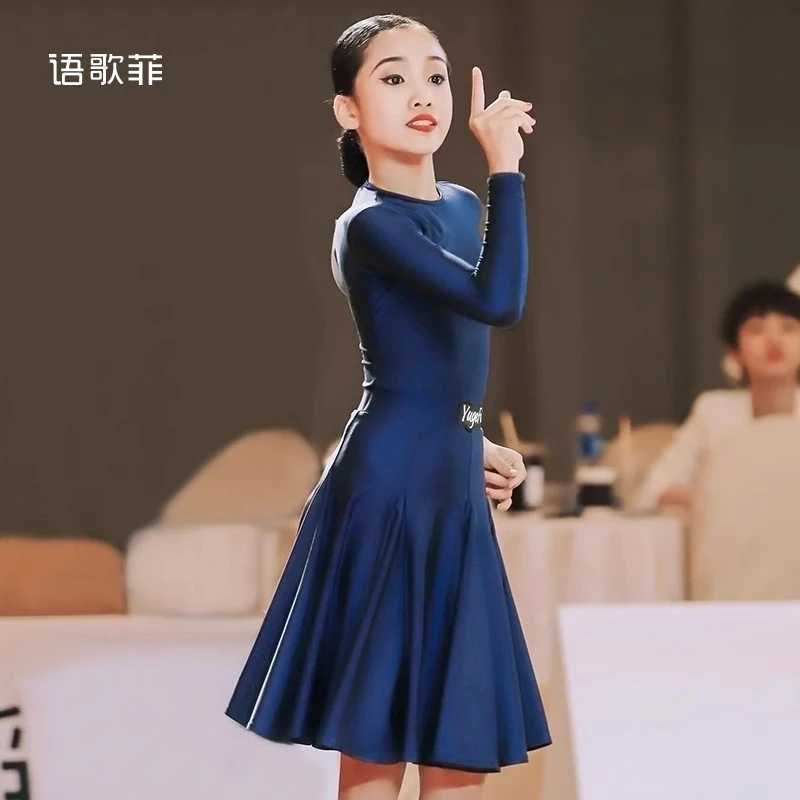语歌菲拉丁舞服女童分体黑池儿童规定服新款比赛服专业高级国标舞