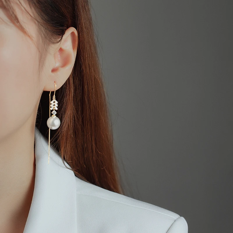 金美澳 铜合金合成锆石耳饰 长款流苏耳线高级感超强气场耳环耳坠