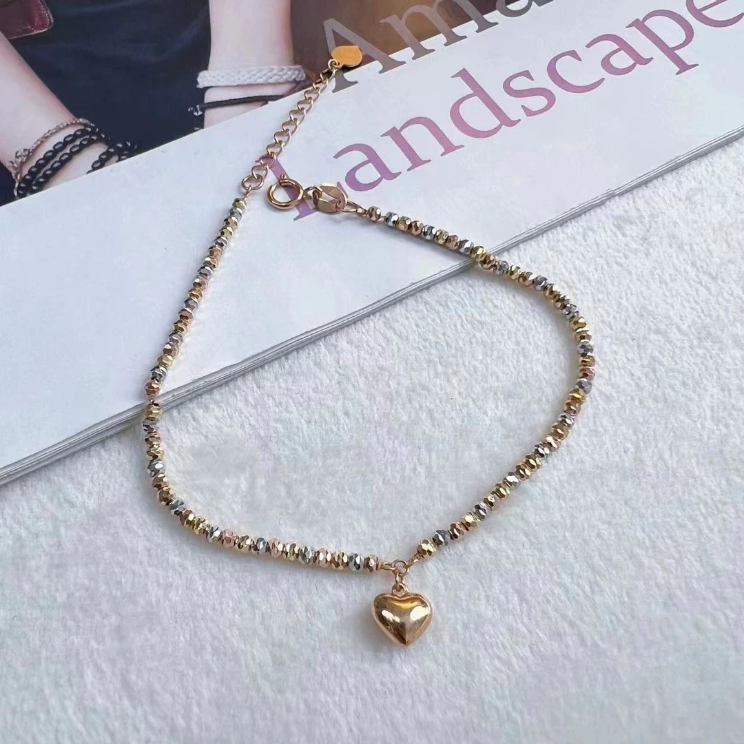 18K彩色爱心闪闪蹦迪手链