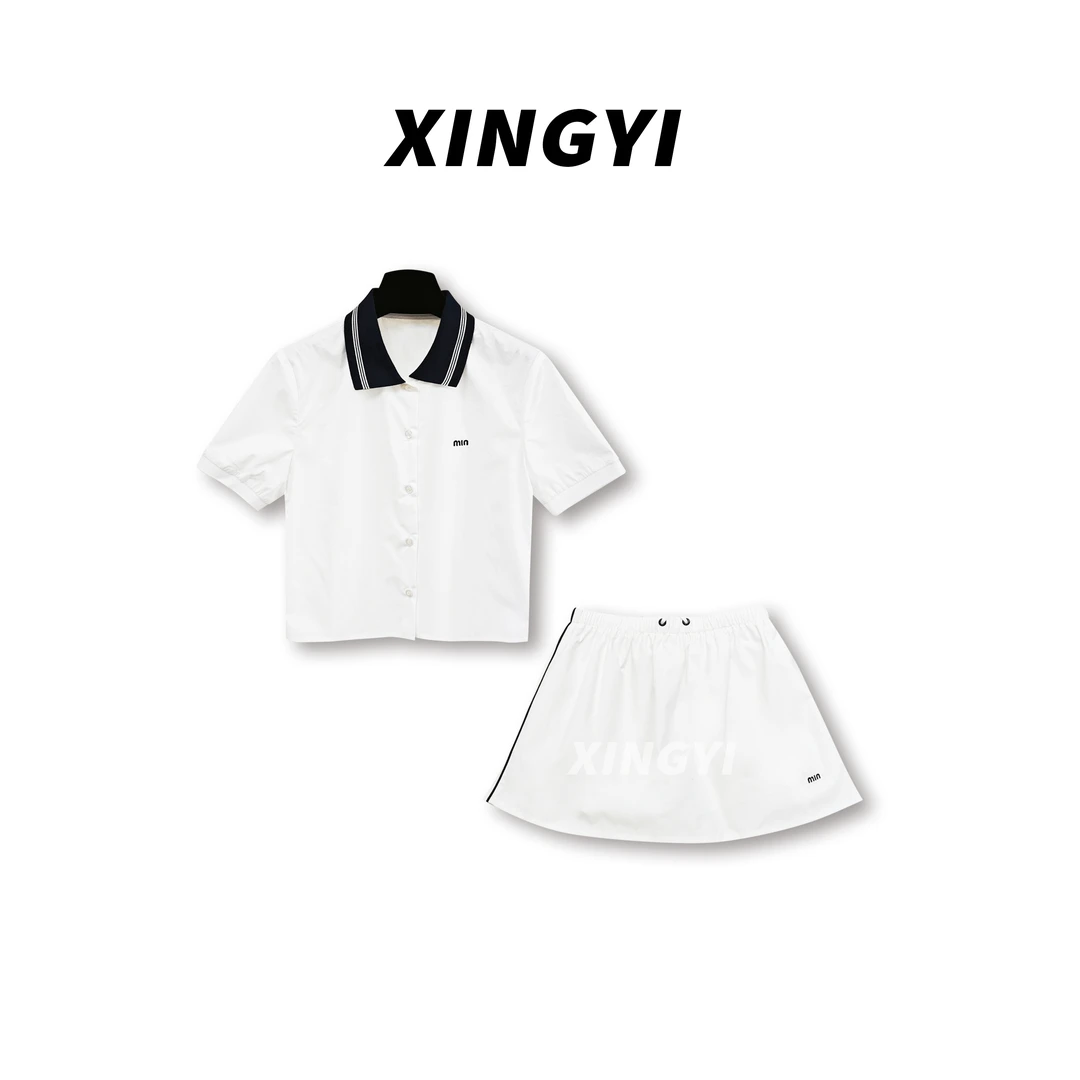 『XINGYI』元英经典休闲翻领裙裤套装XY9099