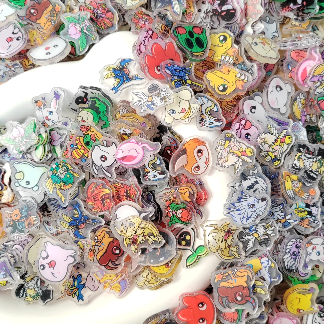 2cm-4cm数码宝贝-亚克力双透夹层 DIY手工配件钥匙链