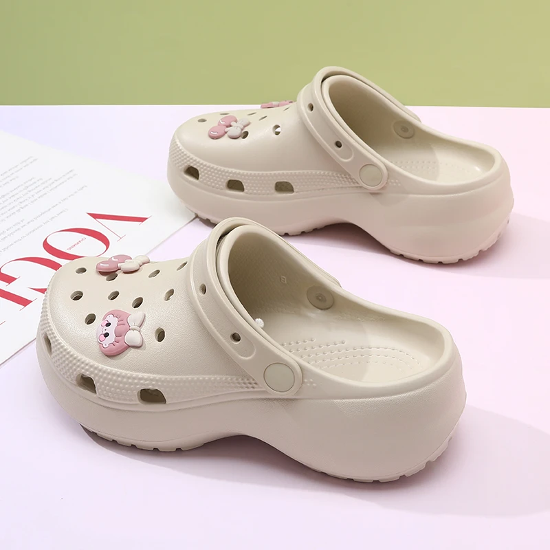 厚底洞洞鞋女款夏季外穿2024新款增高软底凉鞋防滑沙滩网红凉拖鞋