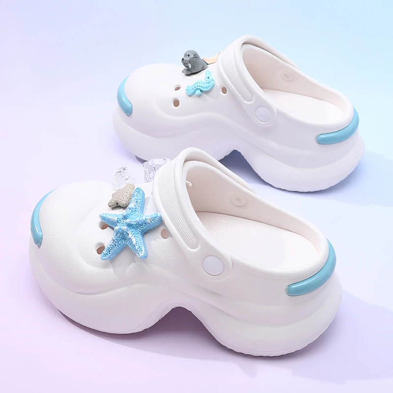 洞洞鞋女夏季外穿新款厚底增高防滑开口笑包头拖网红海边沙滩凉拖