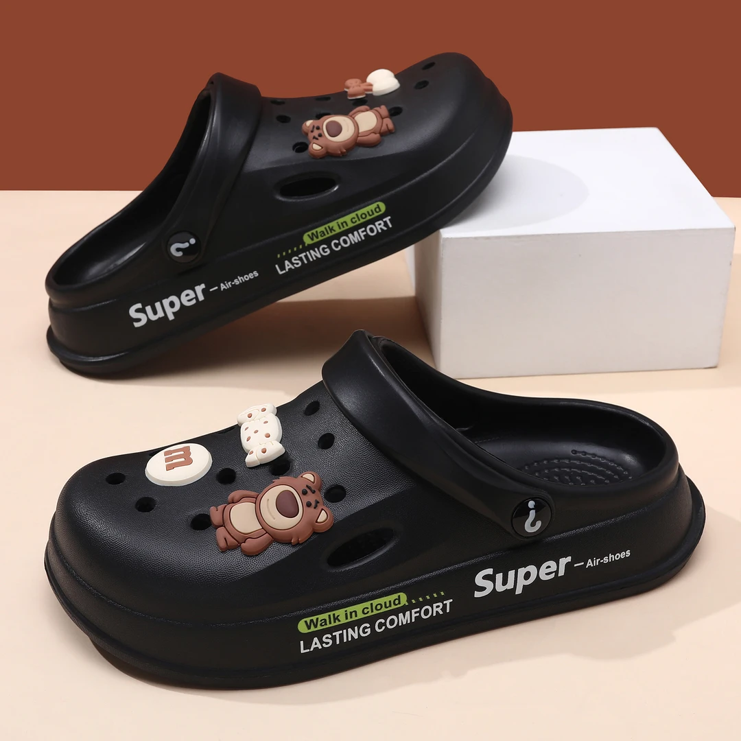 洞洞鞋女夏季新款外穿防滑包头半拖踩屎感休闲运动厚底沙滩凉拖鞋