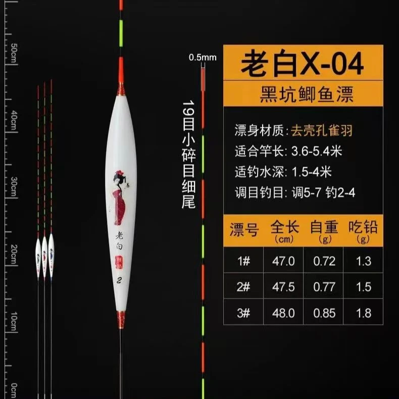 x04孔雀羽浮漂轻口滑口鱼漂浮漂黑坑竞技清晰醒目底钓行程硬尾