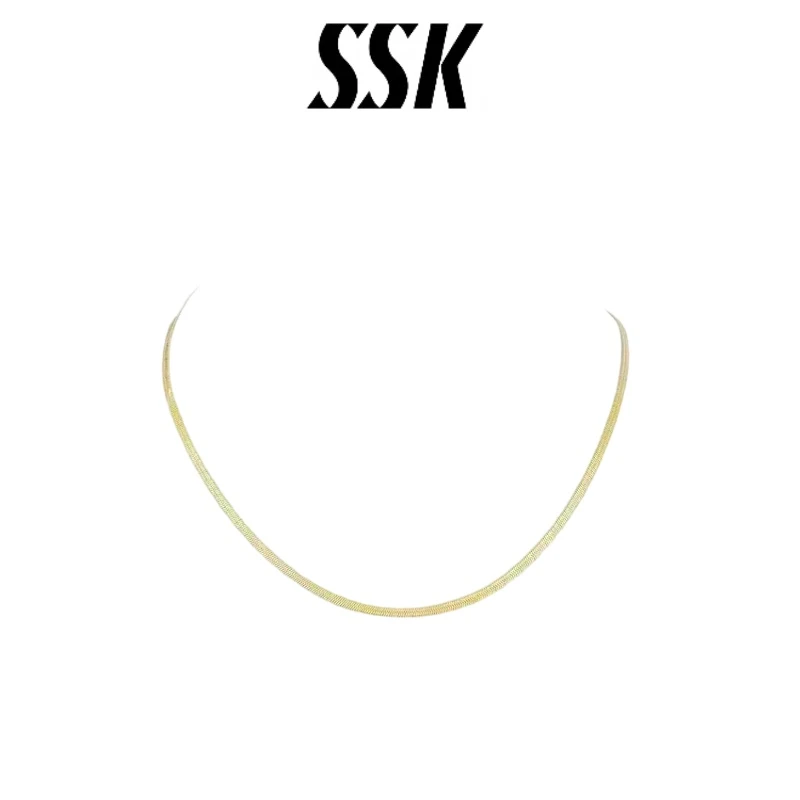 SSK 铜合金项链 小众通勤镀18K金蛇骨项链