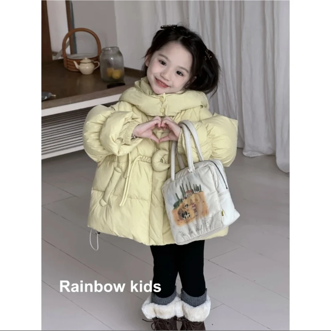 【Rainbow】2024冬款韩版洋气淡黄色三防羽绒服-86001