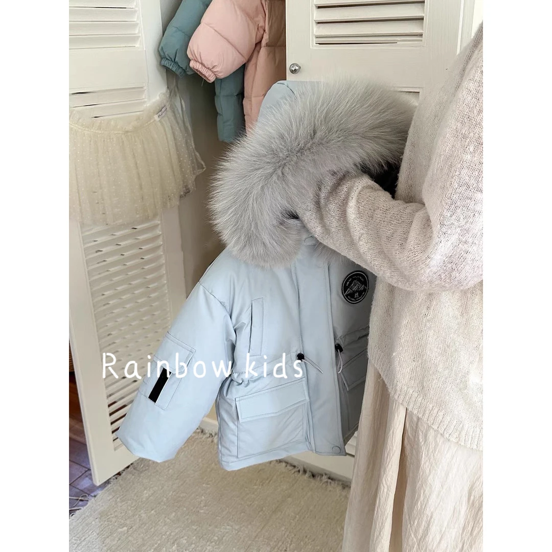 【Rainbow】2024冬款韩版清新连帽三防羽绒服-86051